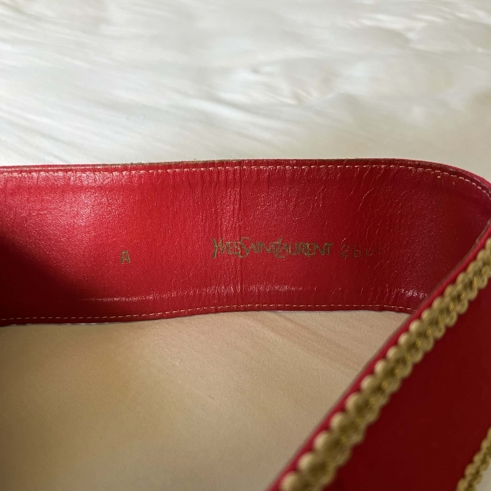 RARE Vintage Yves Saint Laurent 70s Russian Collection Red Tie Waist Belt - Picture 9 of 12